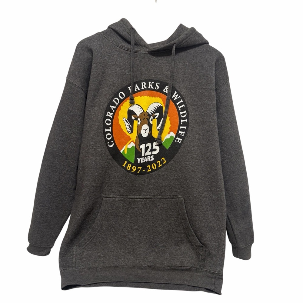 Colorado Parks & Wildlife 125 Year Anniversary NWOT Grey Hoodie Sweatshirt - Lg